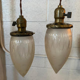 Industrial Etched Glass Teardrop Pendant Lights