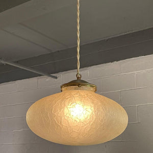 Mid Century Modern Crackled Glass Orb Pendant Light