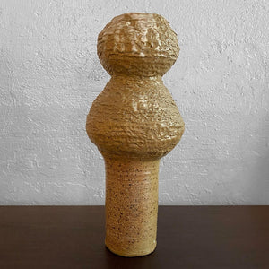 Tall Tan Brutalist Art Pottery Vase