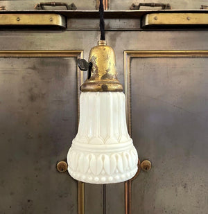 Petite Art Deco Frosted Cased Glass Bell Pendant Light