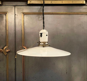 Early 20th Century Milk Glass Disc Pendant Light