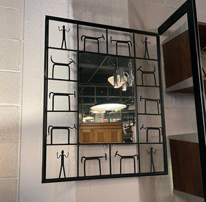 Mid Century Modern Figurative Wrought Iron Mirror By Frederick Weinberg