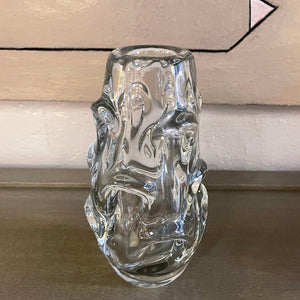 Clear Glass Art Vase By Jan Beranek For Skrdlovice, Czech Republic