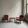 Pair Of Leather And Walnut Armchairs By Göte Möbel Sweden