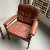 Pair Of Leather And Walnut Armchairs By Göte Möbel Sweden