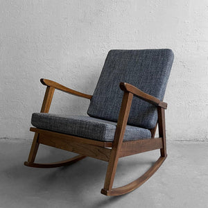 Scandinavian Modern Beech Upholstered Rocking Chair