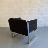 Mid-Century Modern Milo Baughman Style Chrome Cantilever Lounge Club Chair