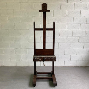 Antique Crank Adjustable Oak Artist Easel