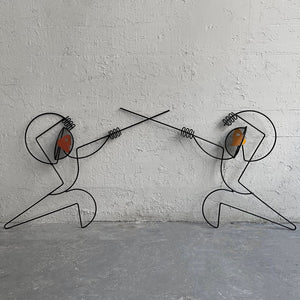 Mid Century Modern Fencer Wall Sculptures By Frederick Weinberg