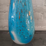 Gradient Blue Gold Fleck Murano Glass Vase, Tear Drop Shape