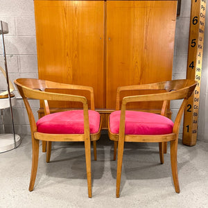 Pair of Midcentury Biedermeier Style Satinwood Armchairs