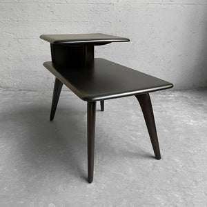 Heywood Wakefield Ebonized Maple Step Side Table