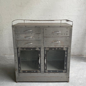 Brushed Steel Industrial Nurse Station Apothecary Cabinet