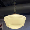 Art Deco Milk Glass And Brass Library Pendant Light