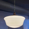 Art Deco Milk Glass And Brass Library Pendant Light