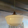 Art Deco Milk Glass And Brass Library Pendant Light