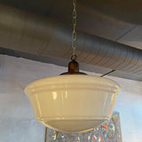 Art Deco Milk Glass And Brass Library Pendant Light