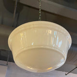 Art Deco Milk Glass And Brass Library Pendant Light