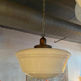 Art Deco Milk Glass And Brass Library Pendant Light