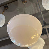 Art Deco Milk Glass And Brass Library Pendant Light