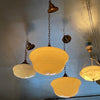 Art Deco Milk Glass and Copper Library Pendant Lights