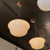 Art Deco Milk Glass and Copper Library Pendant Lights