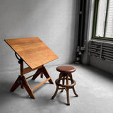 Industrial Height Adjustable Maple Drafting Table