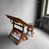 Industrial Height Adjustable Maple Drafting Table