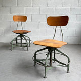 Pair Of Industrial Adjustable Toledo Stools