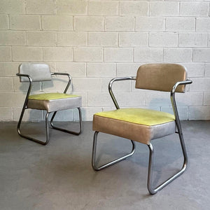 Art Deco Tubular Chrome Armchairs By KEM Weber