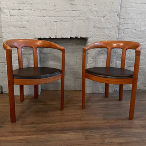 Pair of Danish Modern Teak Barrel Chairs