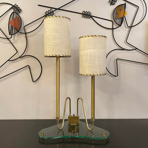 Double Brass Stem Table Lamp By Gio Ponti For Fontana Arte