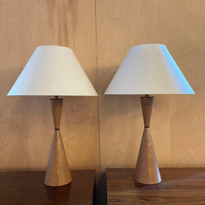 Pair Of Midcentury Leather Hourglass Table Lamps