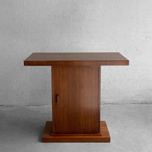 Midcentury Walnut Pedestal Console Table