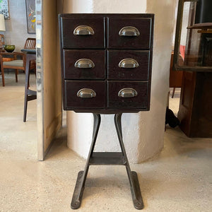 Custom Industrial Ebonized Oak Index Cabinet