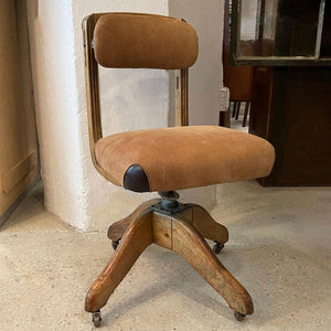 Midcentury Oak And Suede Office Desk Chair By DoMore