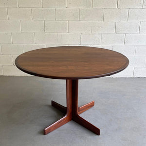 Mid Century Modern Round Walnut Extension Dining Table