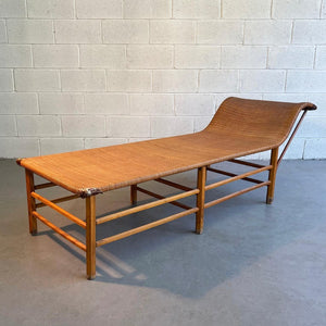 Midcentury Craftsman Rattan Chaise Longue