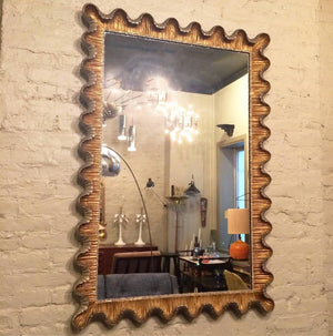 Italian Hollywood Regency Ruffle Frame Gilt Mirror