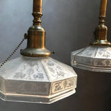 Etched Glass + Brass Pendants