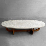 Midcentury Terrazzo Walnut Oblong Coffee Table By Harvey Probber